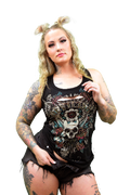 Women's Rhinestone Skull Lace Back Tank | Devilish