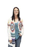 Women's Multi-Color Geometric Cardigan | Bold Watercolor Cardigan