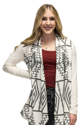 Women's Aztec Long Sleeve Cardigan | Black & White Aztec Cardigan