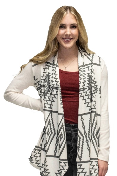 Women's Aztec Long Sleeve Cardigan | Black & White Aztec Cardigan