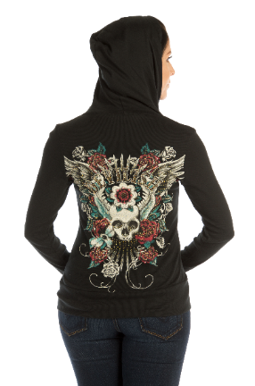Women's Skull Graphic Zip Hoodie | Devilish