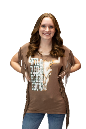 Women's Fringe Steer Skull Rodeo Top | Wild Ride Rodeo Show