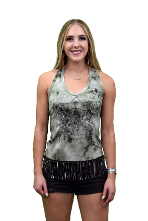 Women's Western Steer Skull Halter Tank Top | Wild and Free