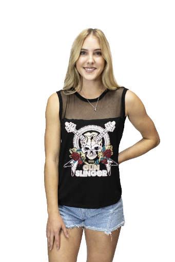 Women's Guitar & Skull Graphic Top | Gun Slinger
