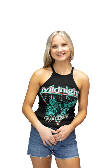 Women's Motorcycle Halter Tank Top | Midnight Wanderer Bike