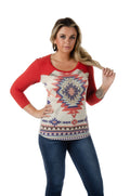 Women's Aztec Western Graphic 3/4 Sleeve Top | Reno