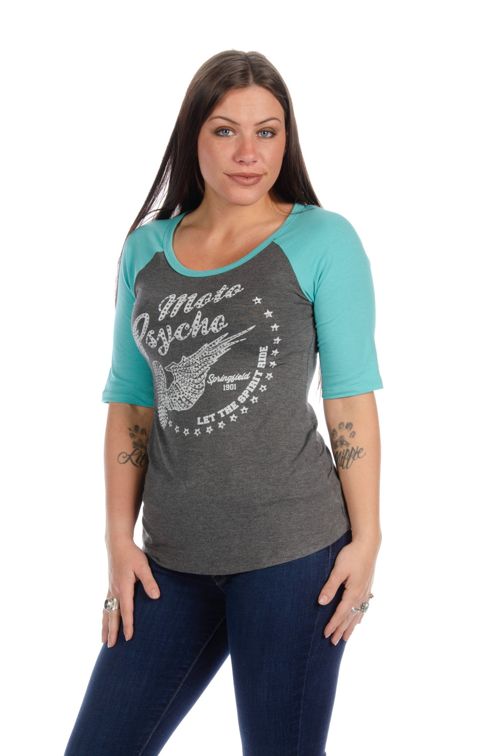 Women's Motorcycle Scoop Neck Baseball Tee | Moto Psycho