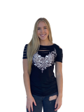 Women's Cutout Graphic Tee | Devilish Rose