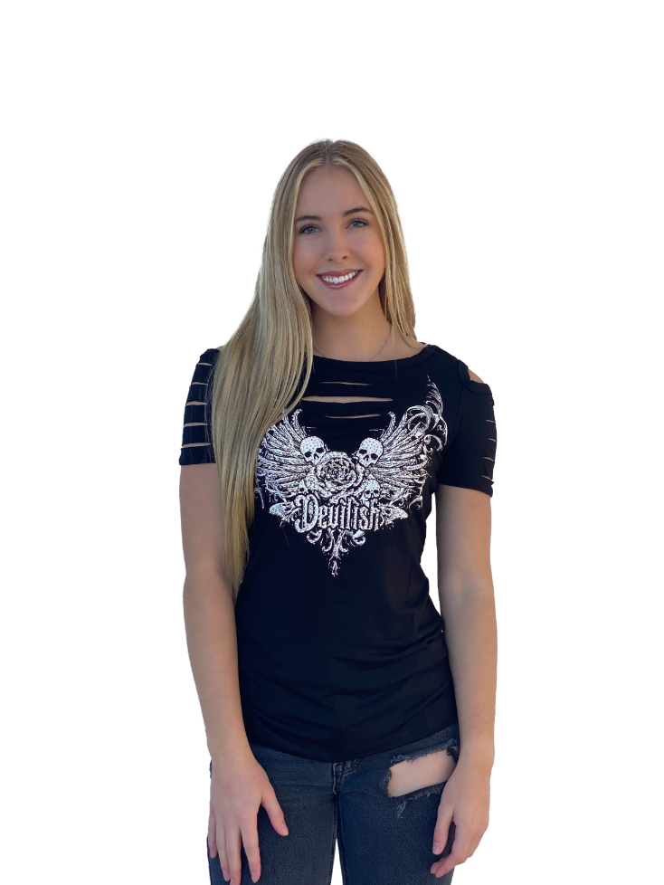 Women's Cutout Graphic Tee | Devilish Rose