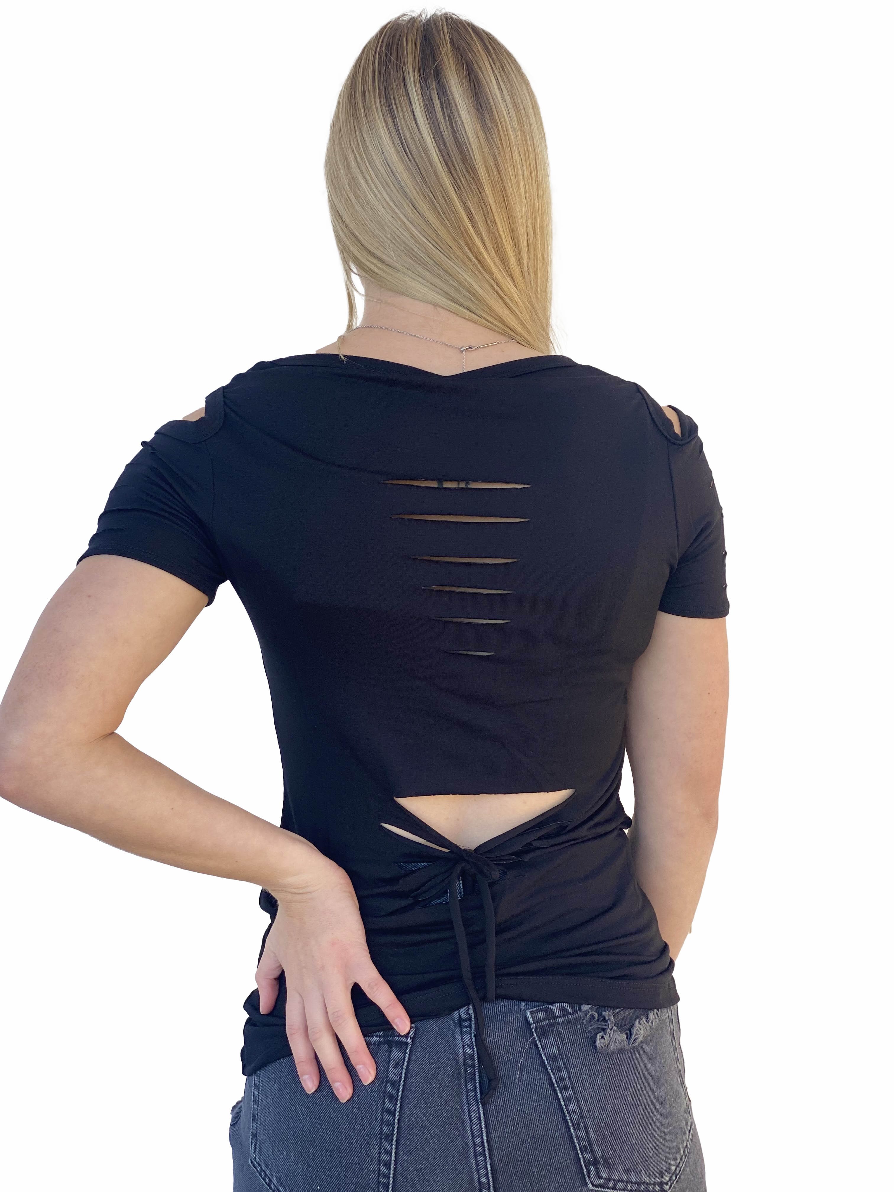 Women's Cutout Graphic Tee | Devilish Rose