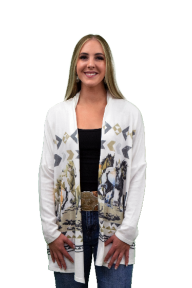 Women's Geometric Horse Print Cardigan | Desert Horses