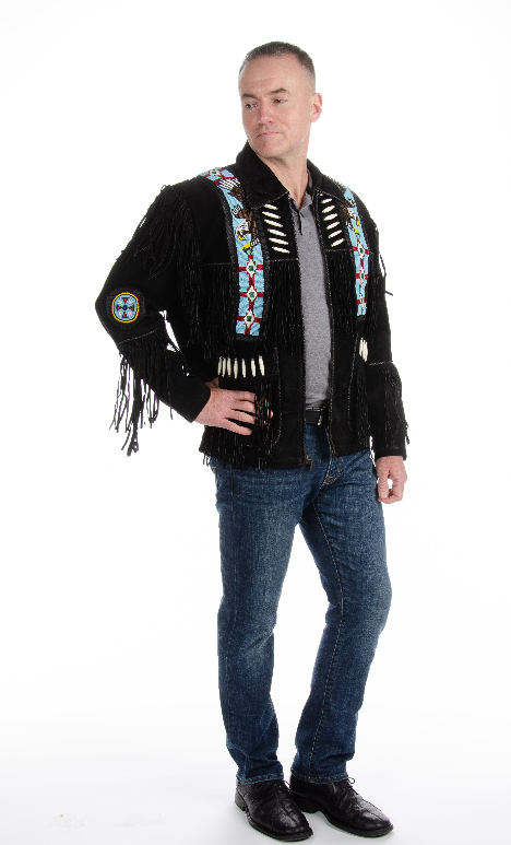 485 - Men's Fringe Suede Jacket w/ Beads & Braids