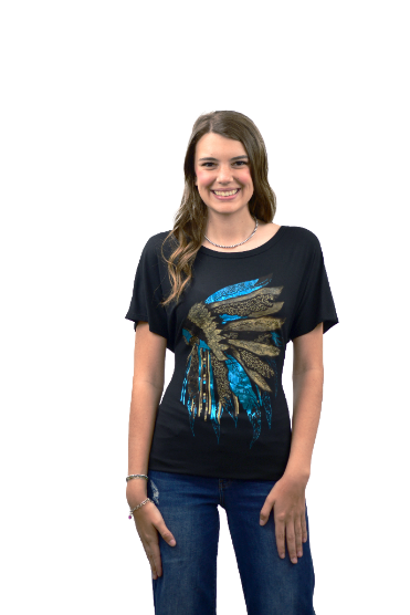 Women's Foil Headdress Graphic Scoop Neck Tee | Vibrant Headdress