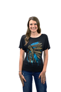 Women's Foil Headdress Graphic Scoop Neck Tee | Vibrant Headdress