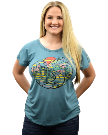 Women's Desert Landscape Graphic Relaxed Fit Tee | Retro Landscape