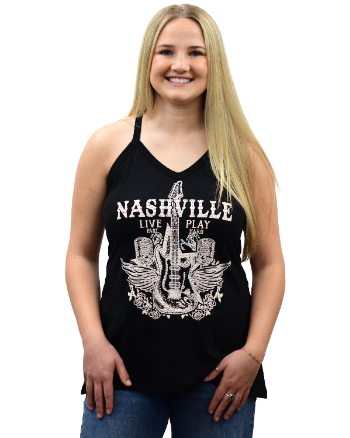 Women's Nashville Music Graphic Racerback Tank | Nashville Live Fast