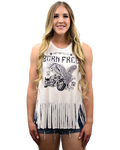 Women's Motorcycle Scoop Neck Fringe Tank | Born Free Eagle