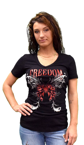 Women's Patriotic Graphic Tee | Freedom Wings