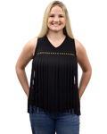Women's Suede Fringe Rhinestone Tank Top | Eleanor