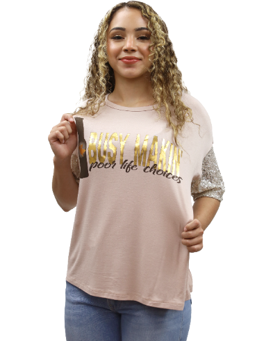 Women's Country Concert Graphic Tee with Sequin Sleeves | Poor Choices