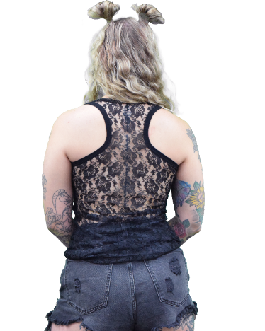 Women's Rhinestone Skull Lace Back Tank | Devilish