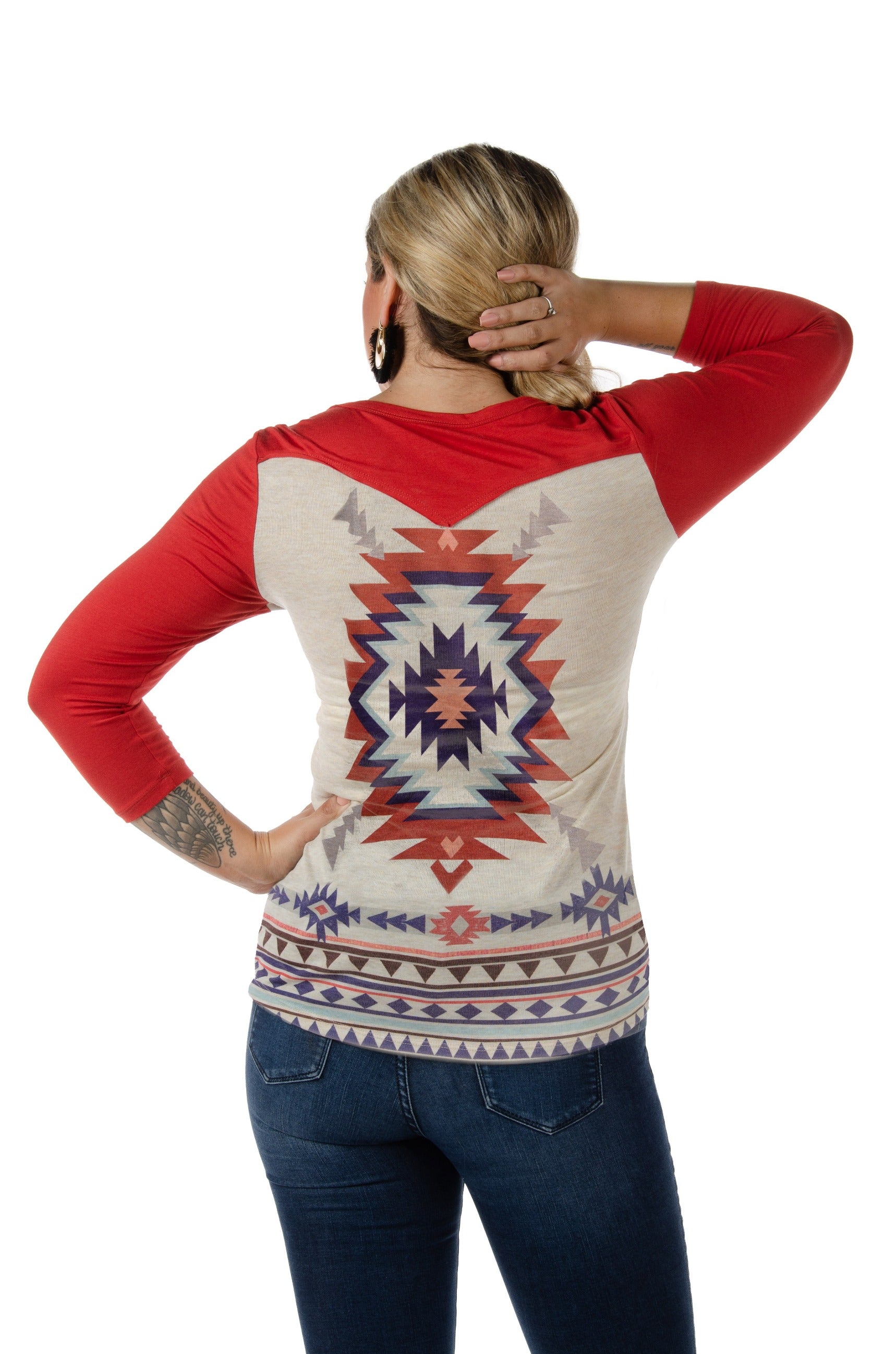 Women's Aztec Western Graphic 3/4 Sleeve Top | Reno