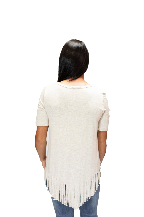 Women's Steer Skull Fringe Graphic Tee | Blue Rose Steer