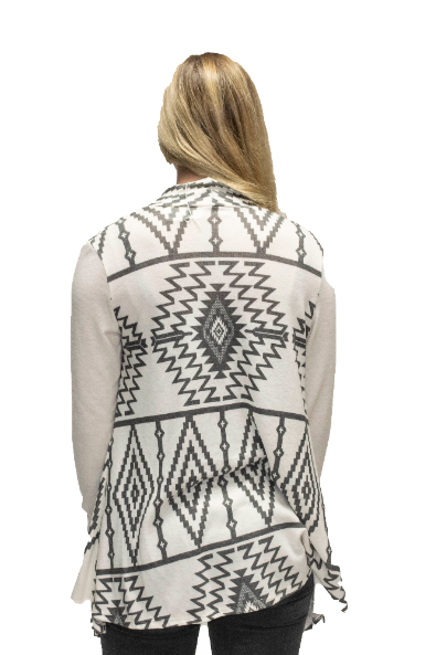 Women's Aztec Long Sleeve Cardigan | Black & White Aztec Cardigan