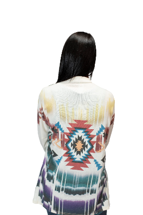 Women's Multi-Color Geometric Cardigan | Bold Watercolor Cardigan