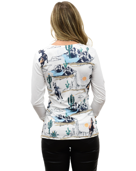 Women's Western Horse Graphic 3/4 Sleeve Tee | Big Skies