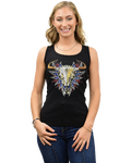 Women's Patriotic Western Tank Top | Red, White and Bull
