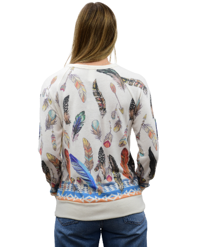 Women's Feather Graphic Fleece Sweatshirt | Feather Cascading