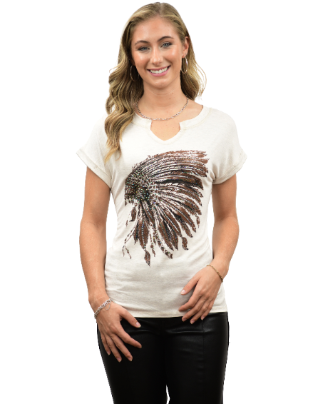 Women's Notch Neck Graphic Tee | Battle Headdress