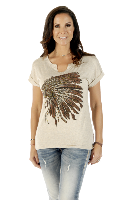 Women's Notch Neck Graphic Tee | Battle Headdress