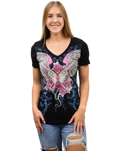 Women's Guns & Wings Graphic V-Neck Tee | Guns 'n Wings