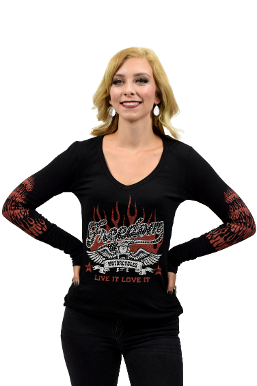 Women's Motorcycle Flame Long Sleeve Top | Live It Love It