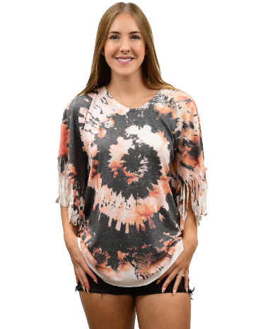 Women's Tie-Dye Fringe Poncho Top | Tie-Dye Fringe