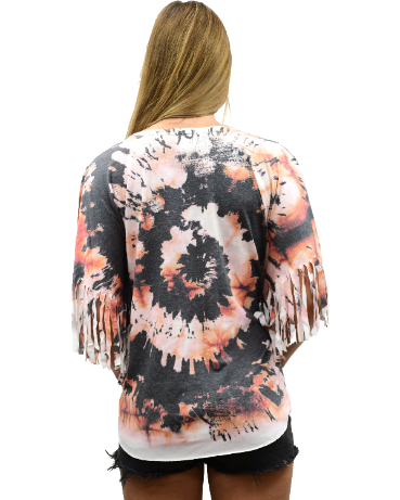 Women's Tie-Dye Fringe Poncho Top | Tie-Dye Fringe