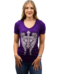 Women's Cross & Wings Rhinestone V-Neck Tee | Wicked