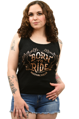 Women's Motorcycle Ribbed Tank Top | Born To Ride Handlebars