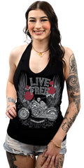 Women's Motorcycle Halter Top | Skeleton Bike Live Free