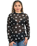 Women's Star Print Mesh Long Sleeve Top | Starstruck Mesh Top