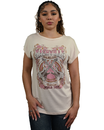 Women's Nashville Music Graphic Rhinestone Tee | Glimmering Nashville