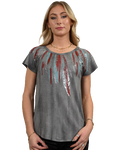 Women's Foil Feather Graphic Tee | Turquoise Queen