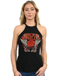 Women's Rock & Roll Rose Rhinestone Tank Top | Rock N Roll Roses