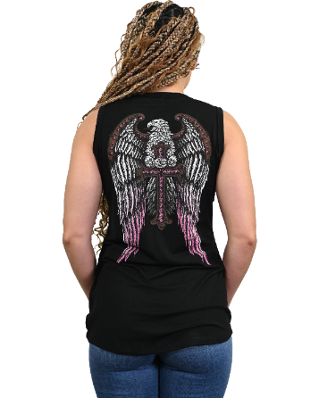 Women's Cross & Wings Lace-Up Tank Top | Freedom Crest