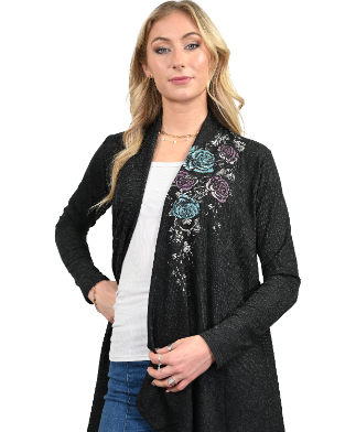 Women's Rose & Wings Graphic Cardigan | Rose Wing Cardigan