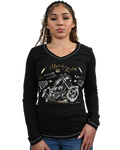 Women's Motorcycle V-Neck Long Sleeve Top | Highway Queen