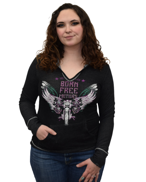 Women's Motorcycle Graphic Hoodie | Born Free