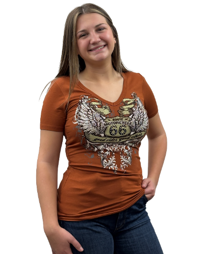Women's Route 66 Motorcycle Graphic Tee | Route 66 Vibes